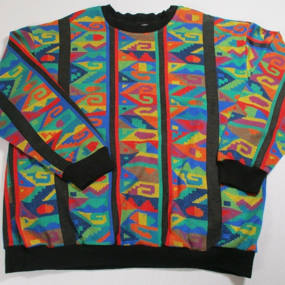 Top Notch Womens Sz L/XL Vintage 80s Rainbow Geo